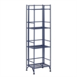 Pemberly Row Four-Tier Folding Shelf with Blue Metal Frame