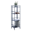 Pemberly Row Four-Tier Folding Shelf with Blue Metal Frame
