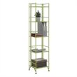 Pemberly Row Five-Tier Folding Shelf with Green Metal Frame
