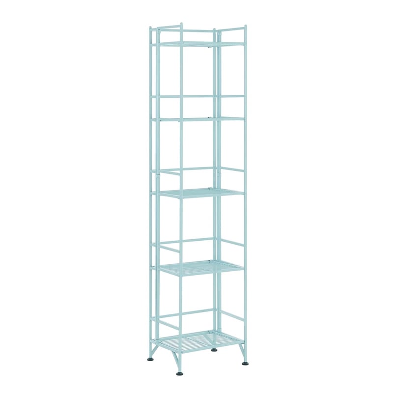 Pemberly Row Five-Tier Folding Shelf in Green Metal