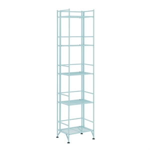 Pemberly Row Five-Tier Folding Shelf in Green Metal