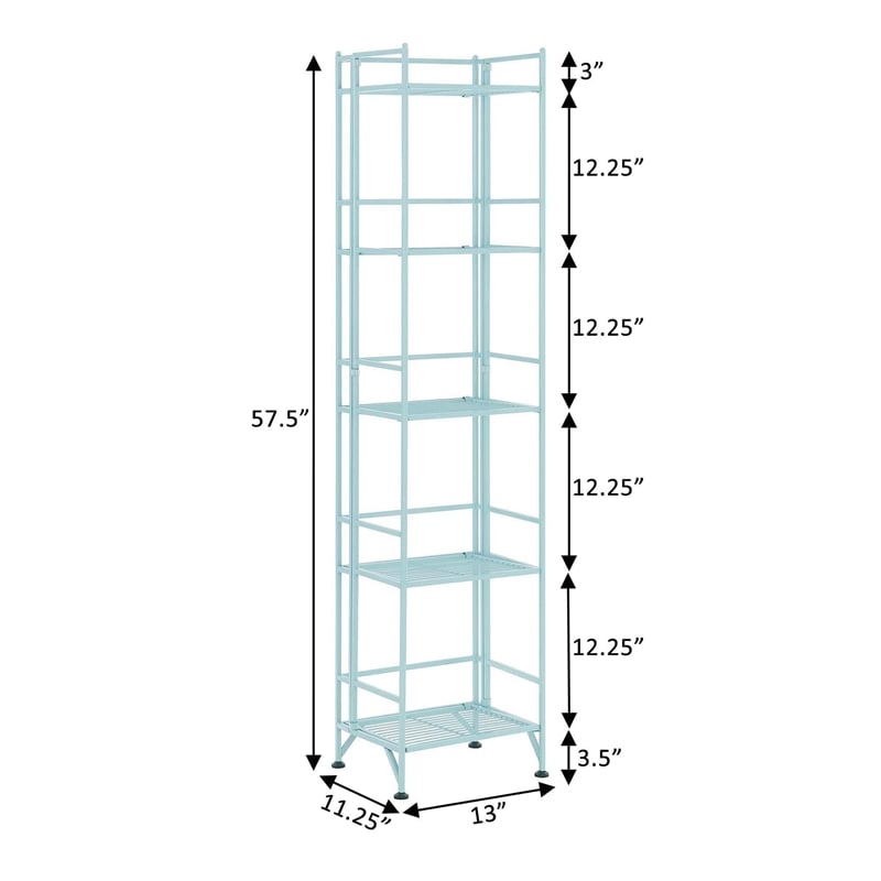 Pemberly Row Five-Tier Folding Shelf in Green Metal