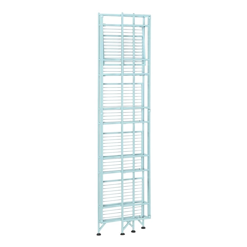 Pemberly Row Five-Tier Folding Shelf in Green Metal