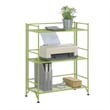 Pemberly Row Three-Tier Wide Folding Shelf in Green Metal