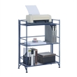 Pemberly Row Three-Tier Wide Folding Shelf in Blue Metal
