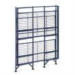 Pemberly Row Three-Tier Wide Folding Shelf in Blue Metal