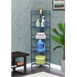 Pemberly Row Five-Tier Folding Corner Shelf in Blue Metal