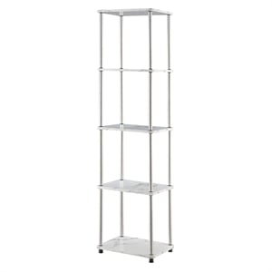 Pemberly Row Five-Tier Tower in White Faux Marble Wood Finish