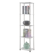 Pemberly Row Five-Tier Tower in White Faux Marble Wood Finish