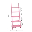 Pemberly Row Bookshelf Ladder with Five Tiers in Bright Pink Wood Finish
