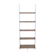 Pemberly Row Bookshelf Ladder with Five Tiers in Caramel Wood Finish