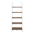 Pemberly Row Bookshelf Ladder with Five Tiers in Caramel Wood Finish
