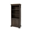 Pemberly Row Executive Bookcase With Wood Doors Mildly Distressed in Brown