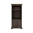 Pemberly Row Executive Bookcase With Wood Doors Mildly Distressed in Brown