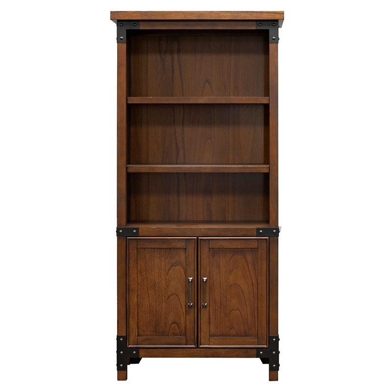 Pemberly Row Rustic Open Wood Bookcase in Brown