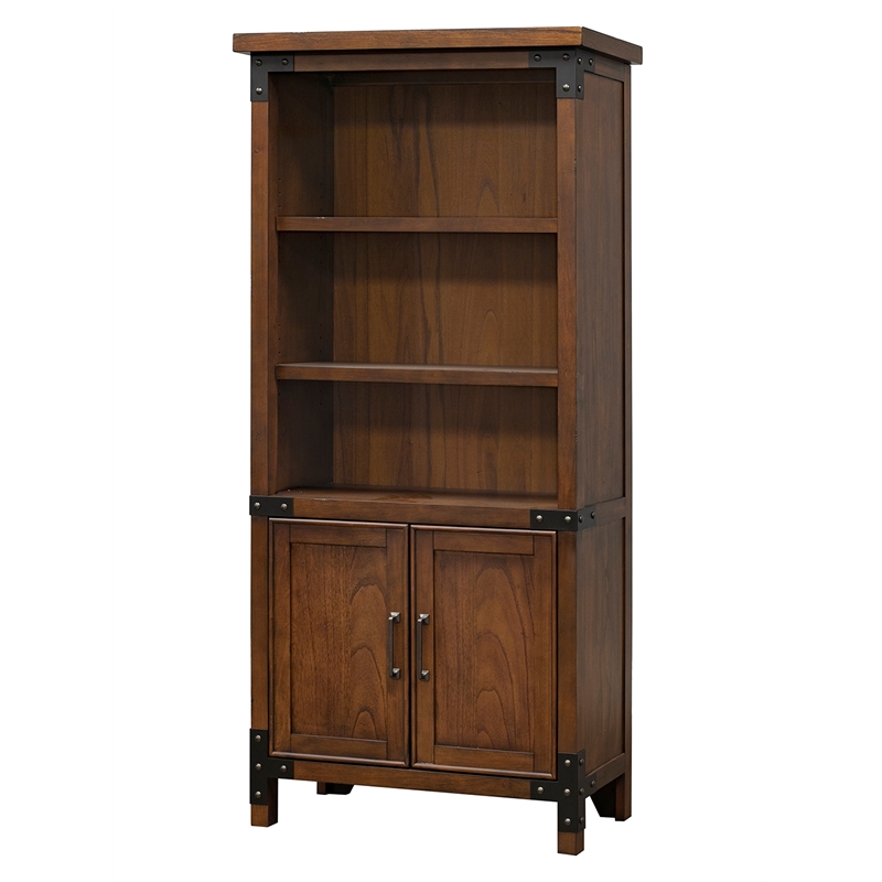 Pemberly Row Rustic Open Wood Bookcase in Brown