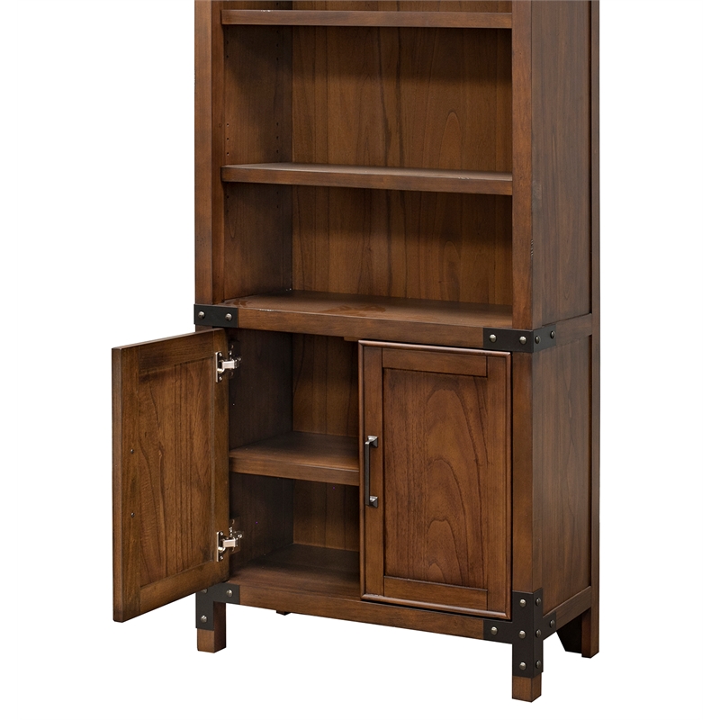 Pemberly Row Rustic Open Wood Bookcase in Brown