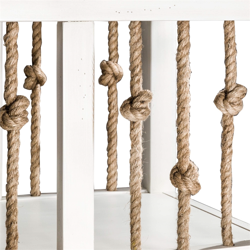 Pemberly Row Coastal Wood End Table with Bottom Shelf in White