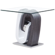 Pemberly Row Contemporary Metal End Table with Glass Top in Gray/White