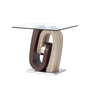 Pemberley Row Glass Oak and Walnut End Table Rectangular