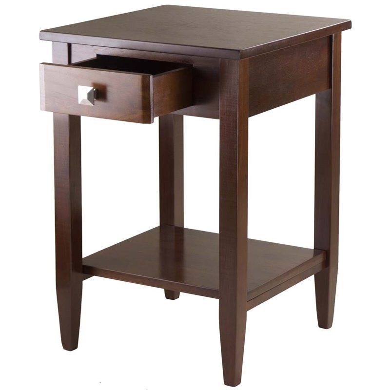 Pemberly Row Transitional Solid Wood End Table in Antique Walnut