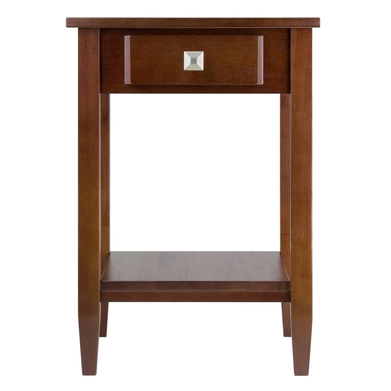Pemberly Row Transitional Solid Wood End Table in Antique Walnut