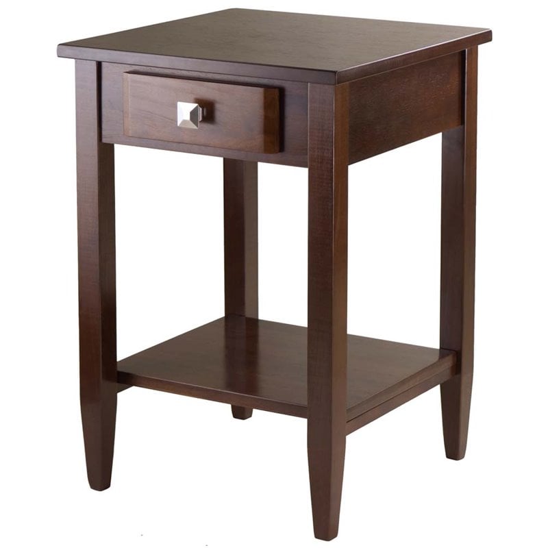 Pemberly Row Transitional Solid Wood End Table in Antique Walnut