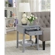 Pemberly Row Transitional Wood End Table with Drawer and Shelf in Gray
