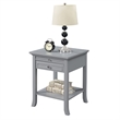 Pemberly Row Transitional Wood End Table with Drawer and Shelf in Gray
