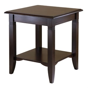 Pemberly Row Traditional Solid Wood End Table with Shelf in Cappuccino