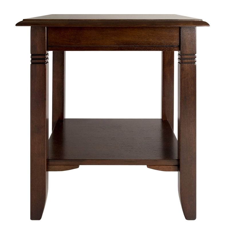 Pemberly Row Traditional Solid Wood End Table with Shelf in Cappuccino