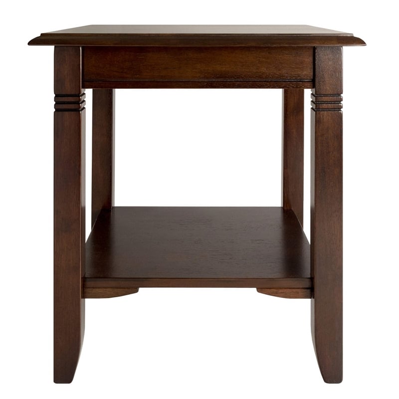 Pemberly Row Traditional Solid Wood End Table with Shelf in Cappuccino