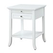 Pemberly Row 1 Drawer Transitional Wood End Table with Bottom Shelf in White