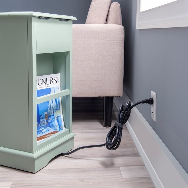 Pemberly Row Transitional MDF/Poplar Wood Accent Table in Blue