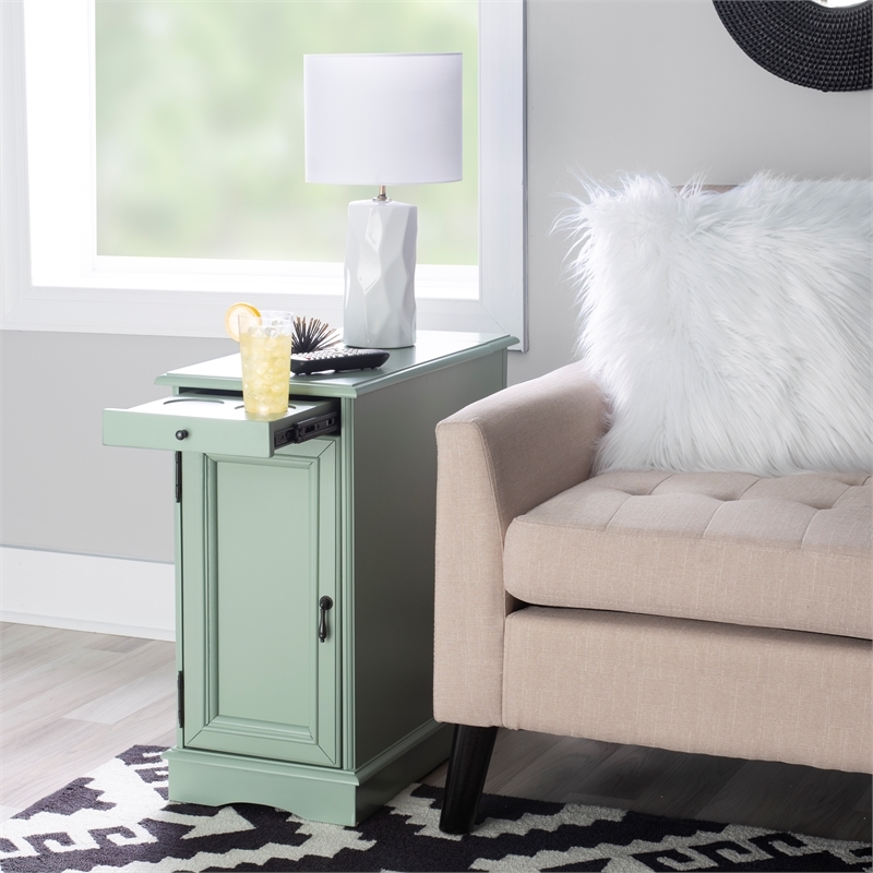 Pemberly Row Transitional MDF/Poplar Wood Accent Table in Blue