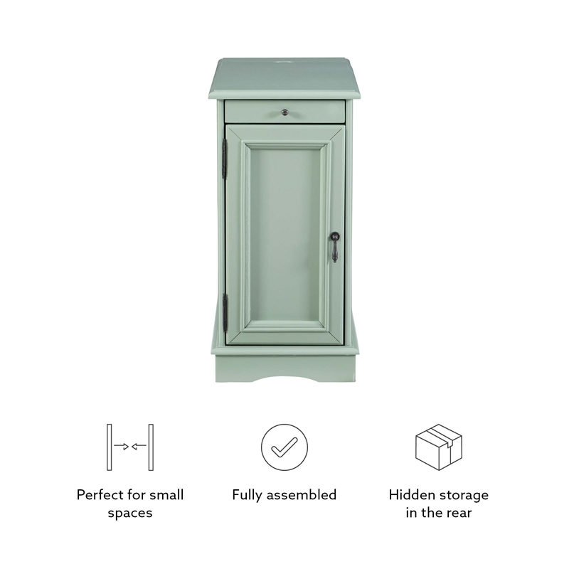 Pemberly Row Transitional MDF/Poplar Wood Accent Table in Blue