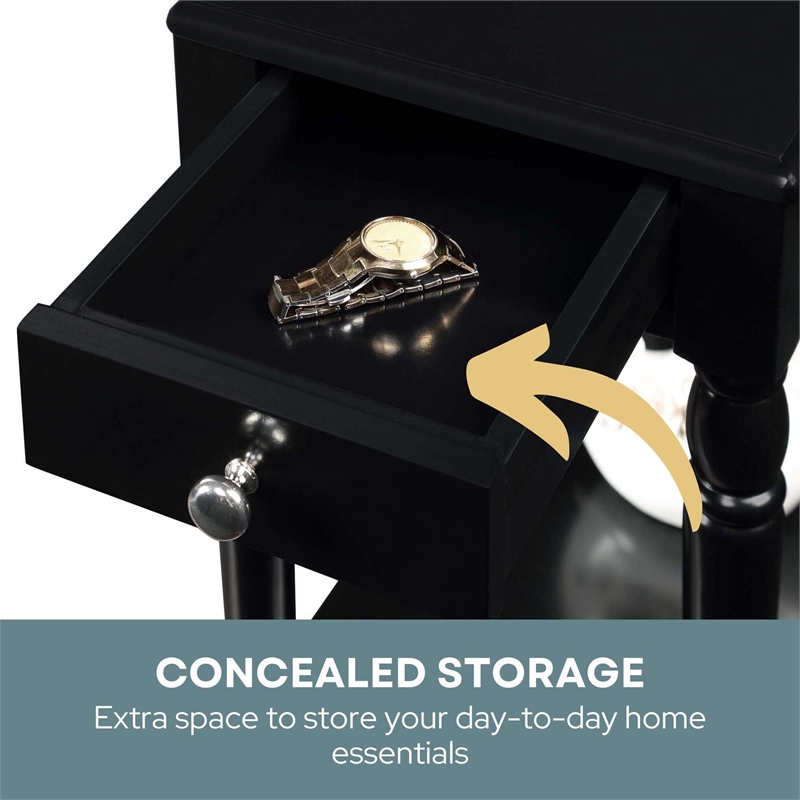 Pemberly Row End Table in Black Wood Finish