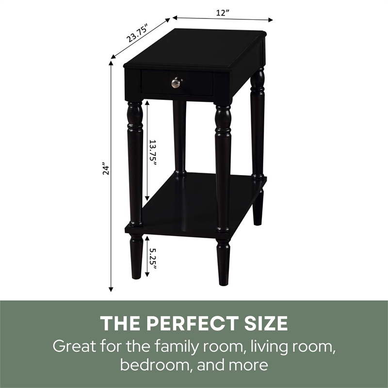 Pemberly Row End Table in Black Wood Finish