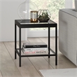 Pemberly Row Modern Metal/Tempered Glass Side Table in Black Bronze