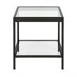 Pemberly Row Modern Metal/Tempered Glass Side Table in Black Bronze