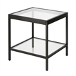 Pemberly Row Modern Metal/Tempered Glass Side Table in Black Bronze