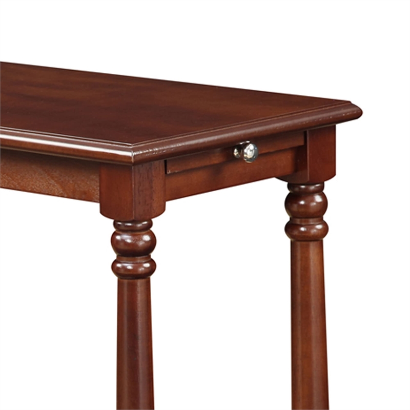 Pemberly Row Traditional Wood End Table with Bottom Shelf in Mahogany