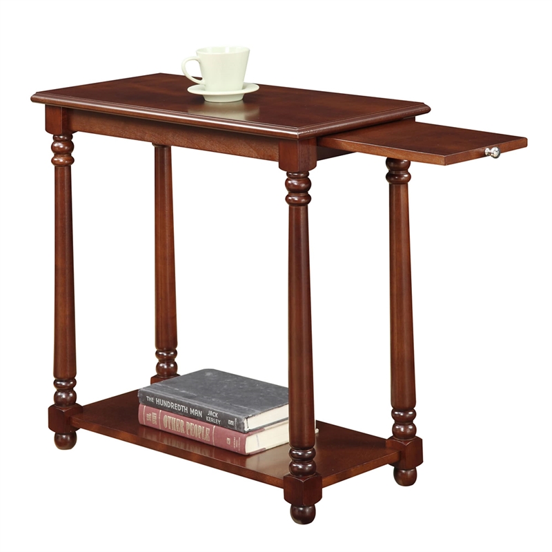 Pemberly Row Traditional Wood End Table with Bottom Shelf in Mahogany