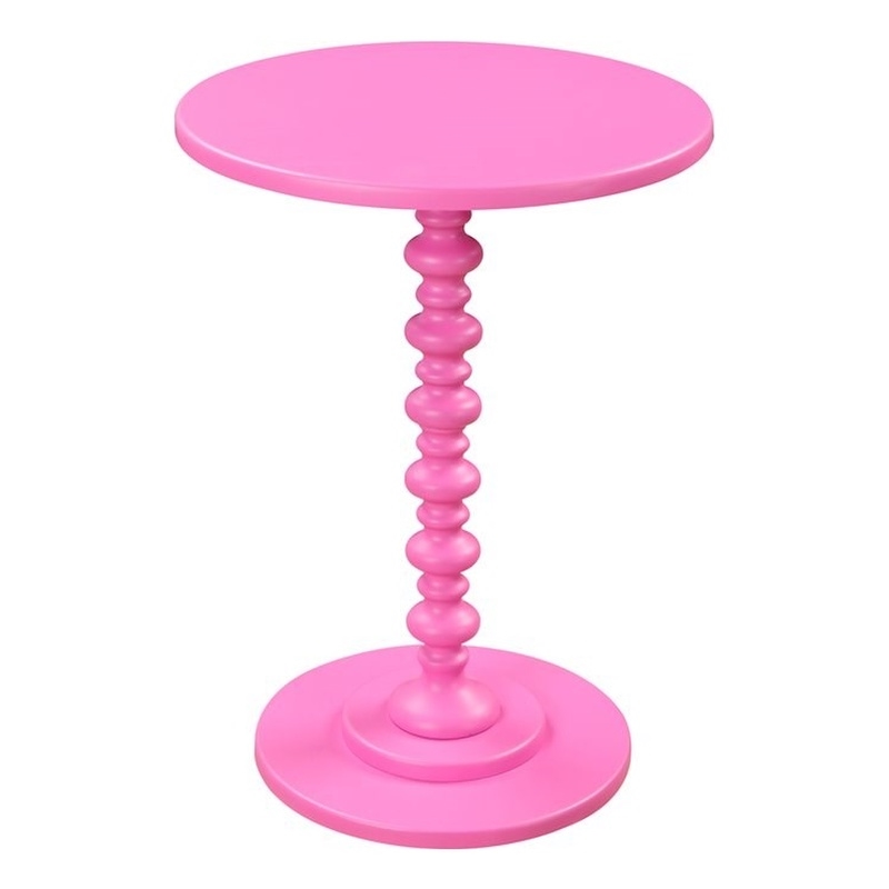 Pemberly Row Modern MDF/Solid Pine Wood/Painted Spindle Table in Pink