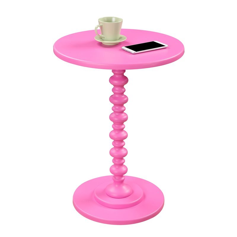 Pemberly Row Modern MDF/Solid Pine Wood/Painted Spindle Table in Pink