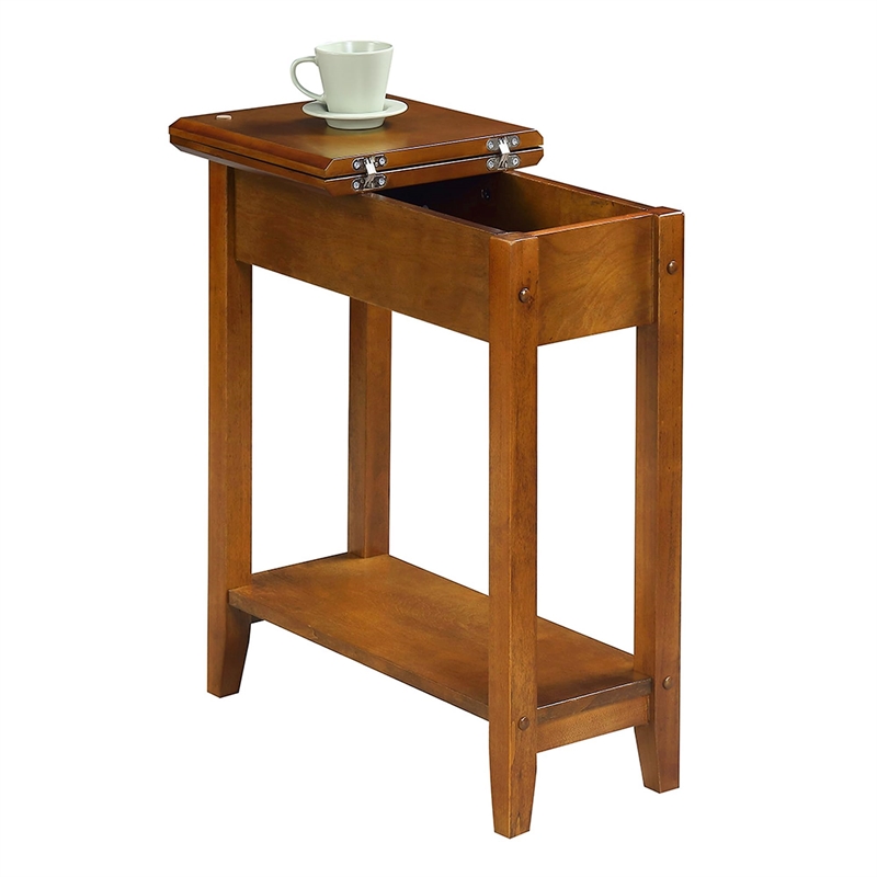 Pemberly Row Flip Top End Table in Walnut Wood