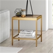 Pemberly Row Modern Metal/Tempered Glass Side Table Finish in Golden Brass