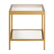 Pemberly Row Modern Metal/Tempered Glass Side Table Finish in Golden Brass