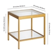 Pemberly Row Modern Metal/Tempered Glass Side Table Finish in Golden Brass