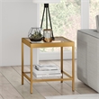 Pemberly Row Modern Metal/Tempered Glass Side Table Finish in Golden Brass